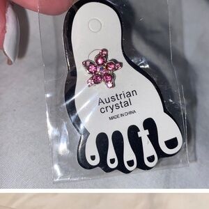 Pink Flower Australian crystal toe ring adjustable stretchy new